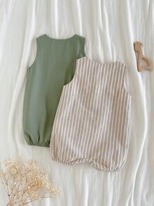 Loomiva Bộ 2 món cho bé trai sơ sinh, áo vest và quần bằng vải voan màu trơn dễ thương, thích hợp cho mùa hè. - Nhiều màu - Xem 6