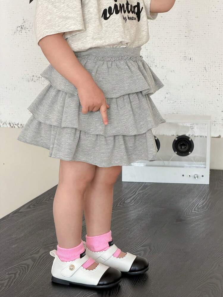 Baby Girls' Casual Ruffled Hem Solid Color Pants, Korean Style Summer