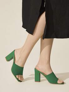CUCCOO BASICS CUCCOO Fashion Versatile Minimalist Mule High Heel Sandals For Christmas - Green 1 - View 4