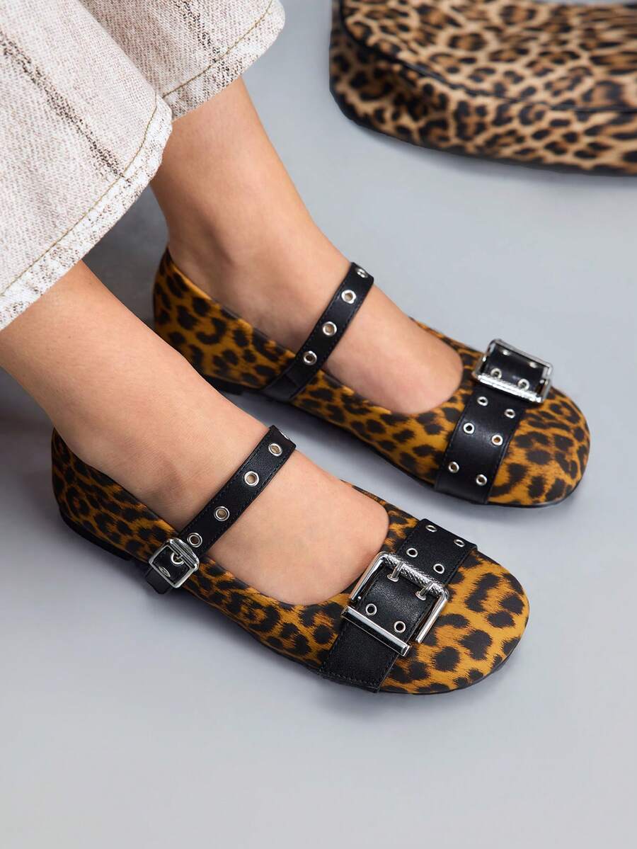 CUCCOO GRLICON Women's Fashion Leopard Print Buckle Flat Loafers Valentine's Day - Multicolor - View 1