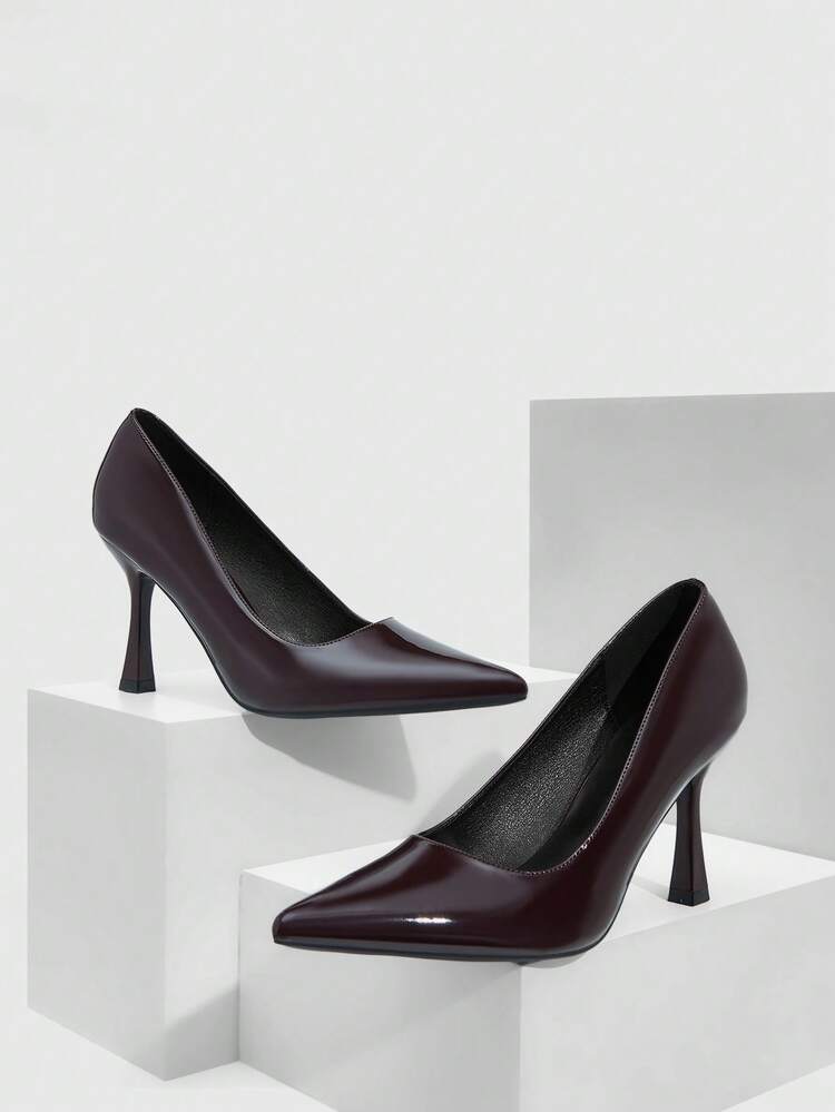 CUCCOO SZL Women Shoes Pointed Stiletto Brown Mirror Low Vamp Women's High Heels Shoes Simple Elegant Fashion Sexy Party Banquet Women's High Heels Women's Shoes