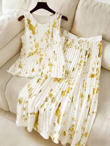 Franclia New Women's Outfits: Elegant And Sexy, Perfect For The Office, Vacation, Beach, Commuting, Romantic, Banquets, Parties, Birthday Parties, Concerts, Valentine's Day, And Carnivals. Also Includes: A Simple French-Style Summer Set With A Gold-Stamped Pleated Loose-Fitting Vest, A Pleated Long Skirt, A White Pleated Gold-Stamped Two-Piece Set, An Elegant Two-Piece Set, A Vest And Skirt Two-Piece Set, A White Two-Piece Set, Beach Wear, And Vacation Two-Piece Sets. - White - View 1