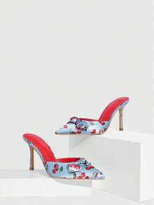 CUCCOO SZL 金色金属质感PU尖头时尚性感魅力夜店高跟鞋 - 藍色印花 - 查看 2