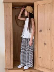 DAZY 两件套少女休闲衬衫和裤子套装，秋季装扮 - 米色 - 查看 3