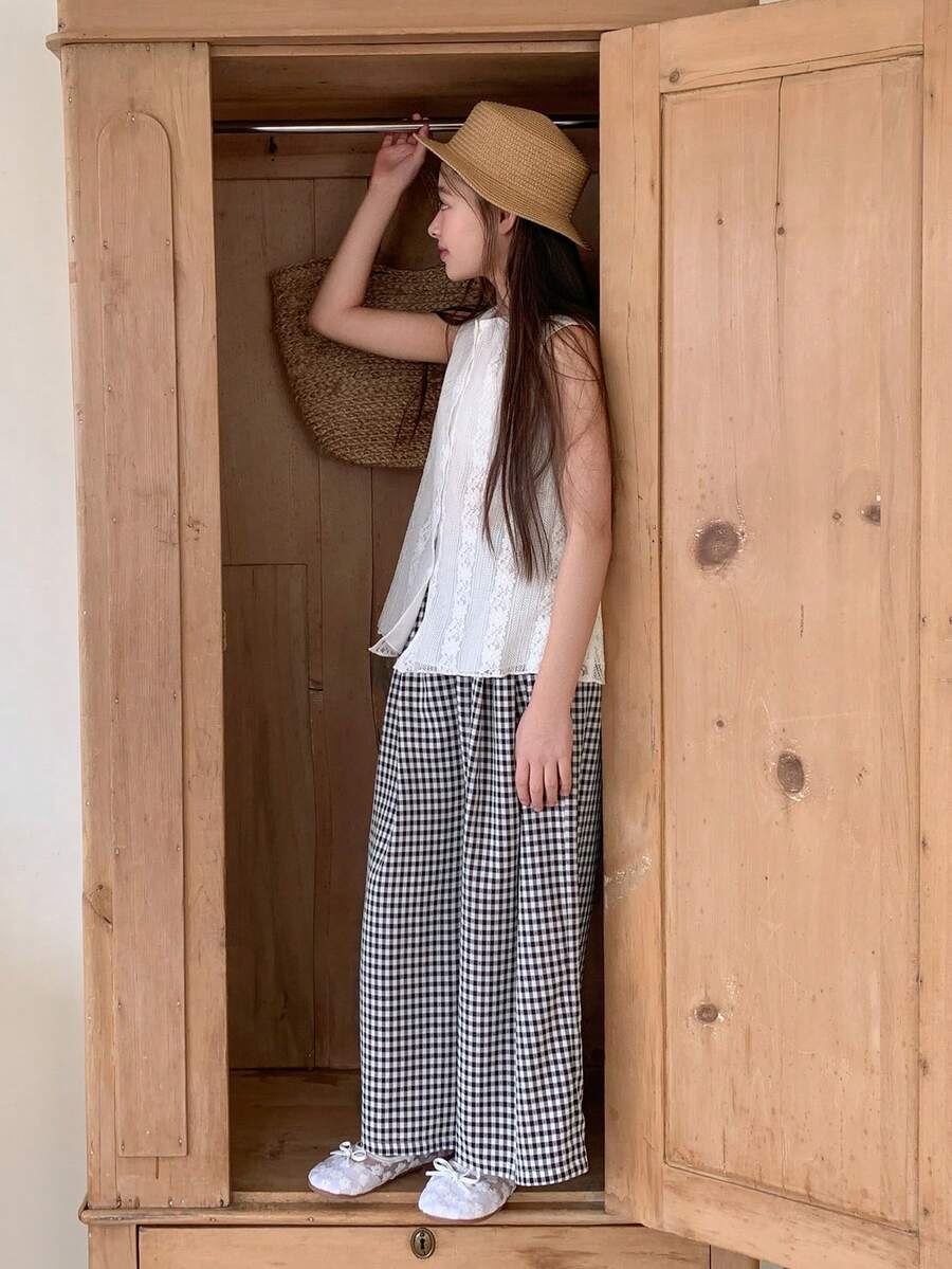 DAZY 两件套少女休闲衬衫和裤子套装，秋季装扮 - 米色 - 查看 1