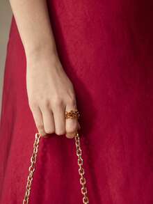 MOTF PREMIUM PRE-18K镀金多层橙色宝石个性化戒指 - 金黃色 - 查看 6