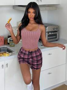 SHEIN Plaid Print Camisole Sleepwear Set For Women - Multicolor - View 7