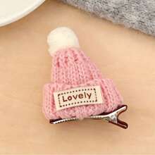 1件创意毛线针织帽发夹，少女甜美刘海夹，多功能前侧碎发发饰 - 彩色 - 查看 12