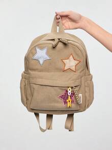 ROMWE Kawaii Mochila pequeña de hombro para individualidad, mochila mini para niños, portátil, clásica, informal para adolescentes, mujeres universitarias, estudiantes de primaria, secundaria, prepa, exteriores, viajes, salidas, mochila moderna, mochila para la escuela, mochila escolar, mochila con gran capacidad, compartimiento para portátil, para adolescentes, mujeres universitarias, niños y hombres, universidad, escuela primaria, secundaria, prepa, trabajo, negocios, viajes, exteriores, salidas - Caqui - Ver 4