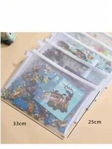 5个/1个网状收纳袋（大/中/小）分类整理网袋大容量手工小物件套装透明网状文件袋网状拉链文件袋A4 A5 A6铅笔袋收据办公文件袋化妆袋收纳袋，波西米亚风 - 彩色 - 查看 11