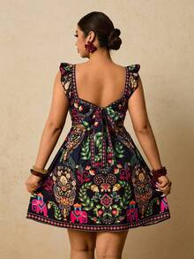 Travachic Đầm đỏ hở lưng gợi cảm dành cho nữ cỡ lớn, thích hợp cho mùa hè. - màu đen - Xem 2