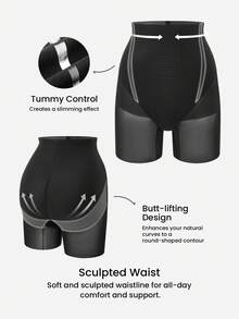 LUVLETTE 塑形提臀高腰收腹隐形透气黑色短裤 - 黑色 - 查看 7
