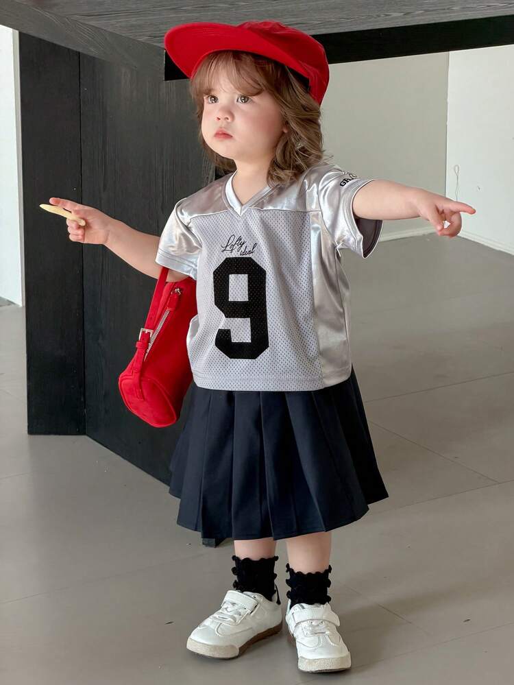 Baby Girls Printed V-Neck Short Sleeve Top Toddler Girls Clothes