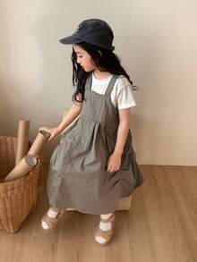 DAZY Đầm liền quần mùa hè mới, kiểu dáng thời trang, thoải mái cho bé gái. - xanh quân đội - Xem 6