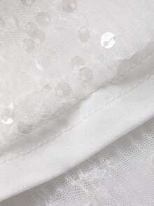 DAZY Women's White Sequin Lace V-Neck Bodycon Slip Dress, Autumn New Arrival Minimalist Sexy Mini Dress With Cardigan 2-Piece Set - White - View 3