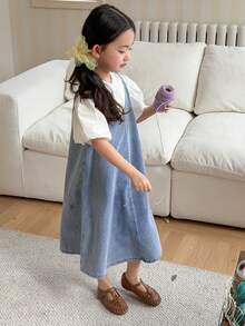 Dazy Kids Váy yếm denim cho bé gái mùa hè - Rửa nhẹ - Xem 6