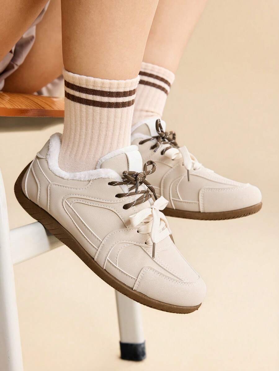 CUCCOO EASI Zapatillas planas y casuales con forro térmico para mujer, versátiles para uso diario - Albaricoque - Ver 1