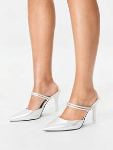 Glitzique Fall/Winter 2025 Women Closed Toe Pumps, New Elegant Mules Heels Shoes, Suitable For Date, Street, Party, Meeting, Commute And Business,Elegant,Elegant,Pointed Heels - Silver - View 7