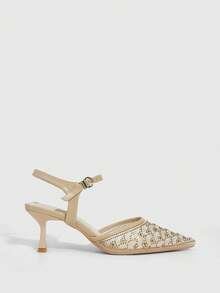 CUCCOO SZL Casual Commute Pointed Toe Stiletto Heel Women Pumps - Apricot - View 3