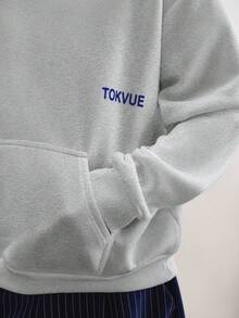 TOKVUE 男士休闲宽松字母印花连帽衫，适合街头风格、日常穿着、居家、游戏、户外音乐节、朋友聚会、送给男友/老公的礼物、周年纪念礼物 - 淺灰色 - 查看 7
