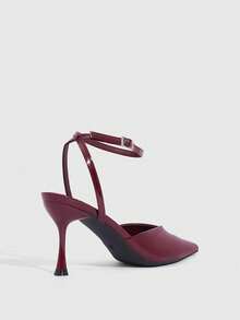 CUCCOO SZL Women's Shoes Pointed Burgundy Patent Leather Ankle Strap Wrapping Belt Decorative Fashion Dating Party Style Sexy Style Stiletto High Heel Sandals Summer Shoes - Burgundy - View 10