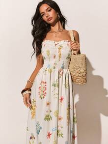 Poéselle 女士沙滩度假休闲印花抹胸连衣裙 - 彩色 - 查看 5