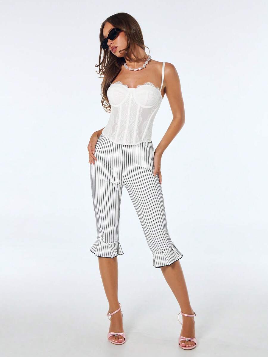 Sweetina Women's Printed Simple Pants For Daily Wear - Black and White - View 1