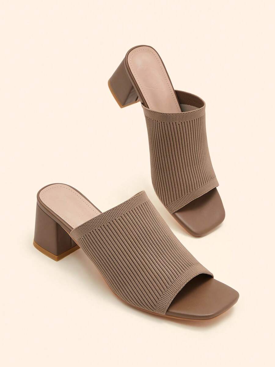 CUCCOO BASICS Sandal cao gót mũi vuông thời trang thường ngày dành cho nữ, thích hợp cho dịp Giáng sinh. - Màu Khaki - Xem 1