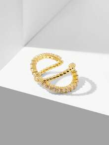 MOTF PREMIUM PRE-18K镀金十字架双层简约白钻戒指 - 白色 - 查看 8