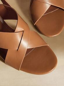 Rosivie Women's Simple And Fashionable Commuter Workplace Wear Round Toe Thick Heel Pinch High Heel Sandals - Brown - View 5