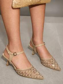 CUCCOO SZL Casual Commute Pointed Toe Stiletto Heel Women Pumps - Apricot - View 10