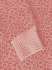 INAWLY Áo hoodie nữ thời trang đường phố giản dị, sang trọng, họa tiết da báo hở vai, màu hồng, dây rút, tốt nghiệp, trở lại trường, tốt nghiệp, giáo viên, áo chui đầu trở lại trường, mùa thu - Hồng - Xem 4