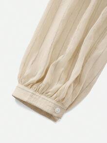 Ocili 女士条纹长袖家居服套装，冬季服装 - 卡其色 - 查看 5