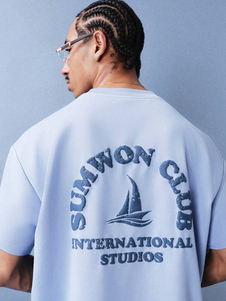 Boxy Crew Neck Tee With Sailing Logo