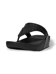 Fitflop 女士凉鞋 吸汗透气 轻便 纯色 百搭 带logo 易洗 日常黑色人字拖 GB1-001 - 黑色 - 查看 4