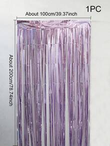 1Pc Laser Rain Curtain / 2pcs/3pcs (Blue Laser + Champagne Set) / 2pcs (Champagne Rain Curtain) Shiny Gold Birthday Party Decor Background, Housewarming, Anniversary, Wedding Decoration To Add Joyful Atmosphere - 淡紫色 - 查看 11