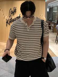 DAZY Men's Striped Polo Collar Knit Top, Summer - Multicolor - View 5