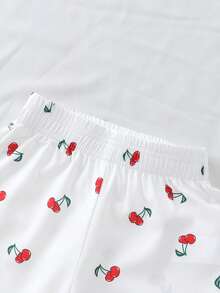Elladie kids 新款女童4-7岁春夏数码印花樱桃图案无袖上衣和配套长裤两件套，适合休闲、度假、时尚穿着、上学、旅行、户外活动 - 紅白色 - 查看 8