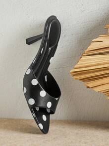 SHUZIA Women Minimalist Sexy Pointy Toe Polka Dot Stiletto Heel Sandals - Black - View 7