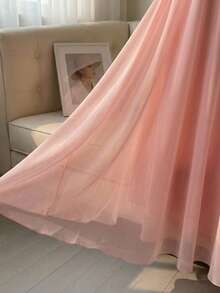 Franclia Đầm phù dâu thanh lịch dành cho nữ, kiểu dáng trễ vai, dây đeo có thể điều chỉnh, họa tiết hoa 3D, màu hồng trơn, dáng dài xòe ôm eo. - Hồng - Xem 4