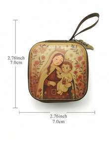 便携式圣母玛利亚祈祷念珠收纳袋，拉链式，7x7厘米，宗教用品，优雅卡通基督教首饰盒，信徒 - 彩色 - 查看 17