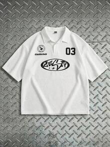 Áo Polo nam dáng rộng, chất liệu vải in họa tiết, phong cách đường phố thường ngày của AXEPEAK. - trắng - Xem 1