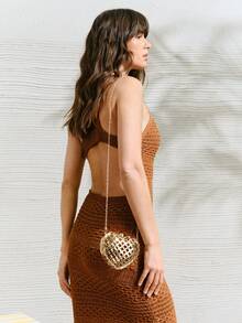 SHECARRY Ladies, Women Evening Bags, Crossbody Bags, Heart-Shaped Bag, Golden Metal, Hollow, Fashionable, Elegant , Simple, Personalized, Versatile, Classic, For Cocktail Party, Party, Prom, Club, Date, Birthday, Evening, Date Nigh, Banquet - Gold - View 8