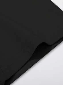 Manfinity LEGND Plus Size Men's Casual Fashionable Street Slogan Print Loose Fit Black T-Shirt, Summer - Black - View 3