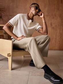 AKNOTIC Business Casual Quần dài nam dệt kim, ống đứng, cạp trung bình, kiểu dáng thường ngày, thích hợp cho mùa xuân/hè, đi nghỉ mát, dự tiệc, đám cưới, quà tặng tốt nghiệp. - Cà phê nâu - Xem 4