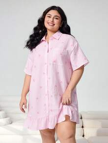 Solflare Đầm dáng rộng, kẻ sọc xanh hải quân và trắng, có bèo nhún ở gấu, cỡ lớn, thích hợp cho đi làm, đi học, mặc thường ngày, hẹn hò, đi chơi. - Nhiều màu - Xem 3