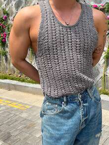 DAZY Men Sweater Vests Summer - Grey - View 7