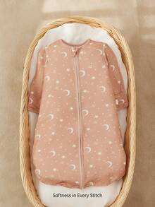 Cozy Pixies One-Piece Baby Sleeping Bag, Moon And Star Pattern, Detachable Sleeves, Comfortable And Soft, Newborn Sleeping Bag, Oeko-Tex Certified - Multicolor - View 3