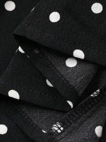 Livesso V-Neck Polka Dot Strap Midi Dress For Women, Suitable For Queuing, Gathering, Holiday, Easter Party, Summer - Black and White - View 7