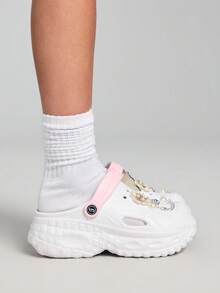 ROMWE Kawaii 2025 New Thick Sole Clogs Sandals Women, Fashion Party Casual Outdoor Cute Cartoon EVA Beach Summer Spring Wear - White - View 6